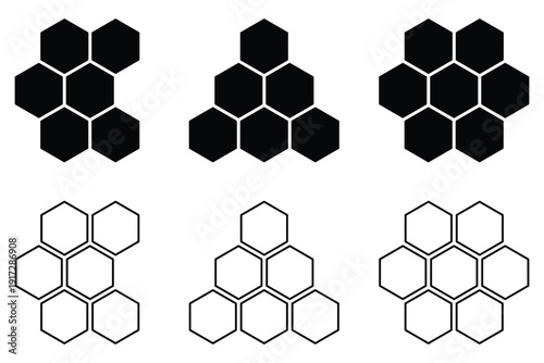 Honeycomb icon set. Honeycomb or hexagon pattern. Honeycomb icon element Illustration. Trendy Symbol for Design.