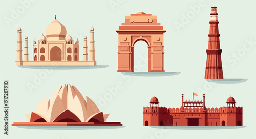 flat vector set displays famous world landmarks and monuments, suitable for travel design, tourism promotion, educational content, and global presentations