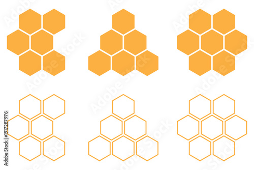 Honeycomb icon set. Honeycomb or hexagon pattern. Honeycomb icon element Illustration. Trendy Symbol for Design.