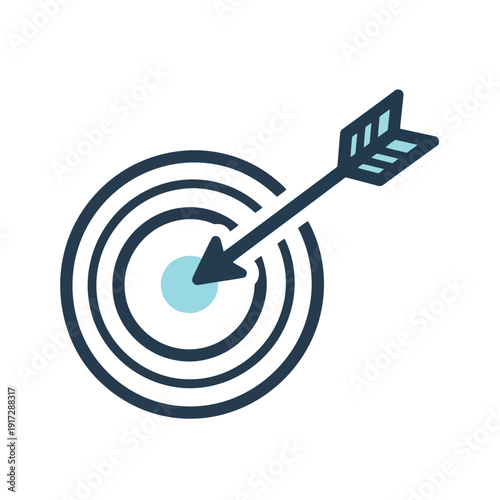 A detailed illustration of an arrow hitting a target's center.