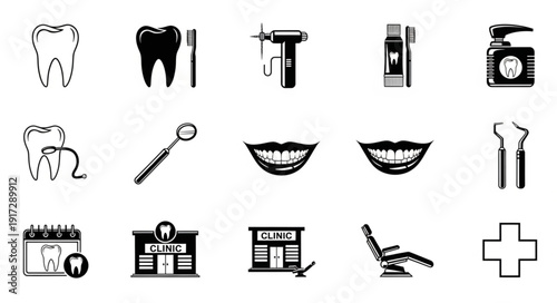 Dental Care Icons Collection Vector Illustration.