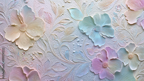 Pastel-Colored Floral Pattern Wallpaper
