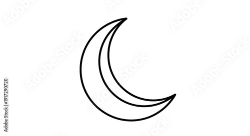 A simple line drawing of a crescent moon