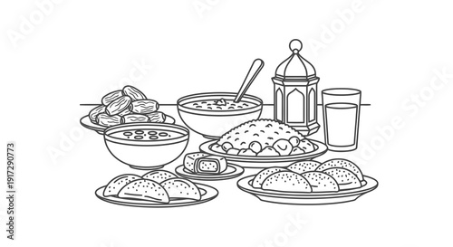 A variety of food items on a table