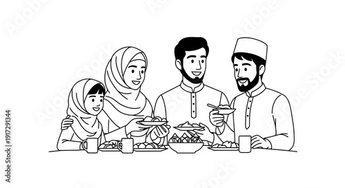 A family enjoying a meal together at the table