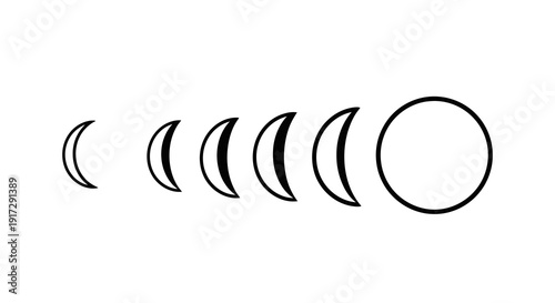 A series of crescent moon phases leading to a full moon