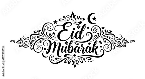 Eid mubarak greeting with elegant floral design