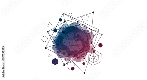 Stunning abstract network design with geometric shapes and vibrant colors