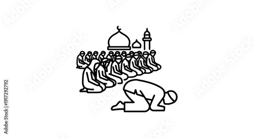 Muslims praying in congregation at mosque