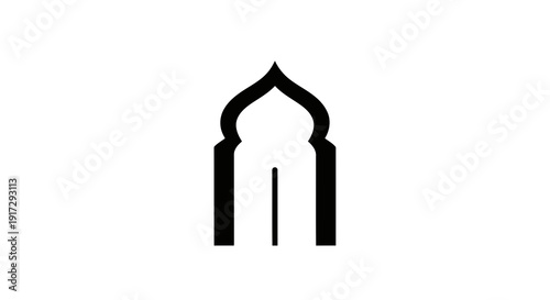 A black and white image of a mosque archway