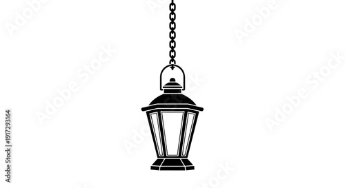 A black lantern hanging from a chain