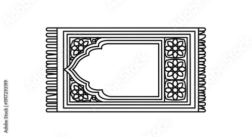 A black and white image of a rug with an intricate design