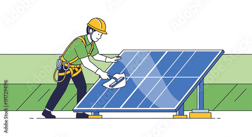 Solar Panel Installation and Maintenance, Renewable Energy Technician Cleaning
