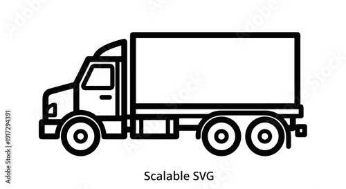 Simple Line Art Illustration of a Delivery Truck.