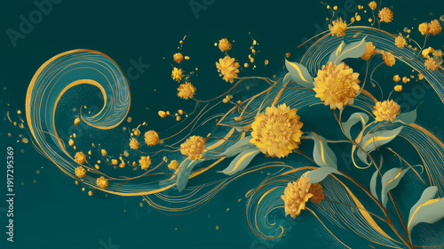 Cute Green and Yellow Flower Background Wallpaper