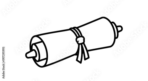 A simple line drawing of a scroll tied with a ribbon and featuring two small protrusions.