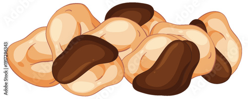 Vector Illustration of Roasted Cashew Nuts with Skins