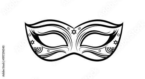 A decorative black and white masquerade mask with intricate designs.