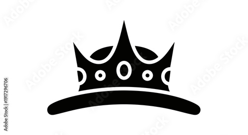 A simple black crown icon on a white background, symbolizing royalty and power.