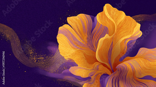 Purple and Yellow Luxury Flower Background Wallpaper