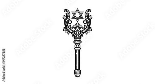 An ornate key featuring the star of david at its top, symbolizing freedom and jewish heritage.