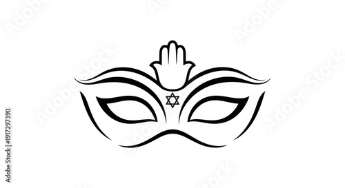 A minimalist illustration of a face with a hand on top and a star between the eyes.