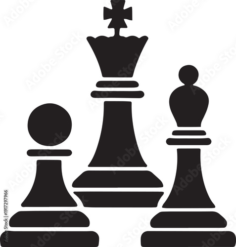 Set of black vector chess pieces isolated on transparent background, game elements collection