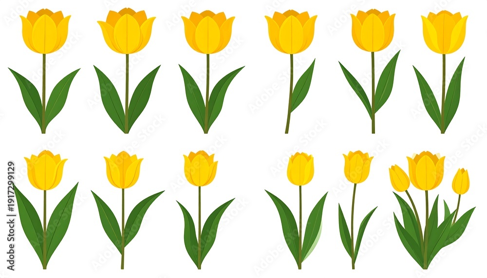 custom made wallpaper toronto digitalAssortment of vibrant yellow tulips, some single, some in bunches, against a white background