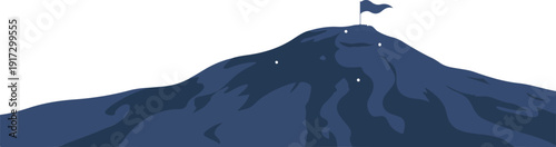 Mountain Climbing Route to Peak Cloud and Fog Vector Illustration