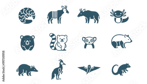Dynamic collection of diverse vector animal icons in a modern minimalist style, perfect for engaging digital content