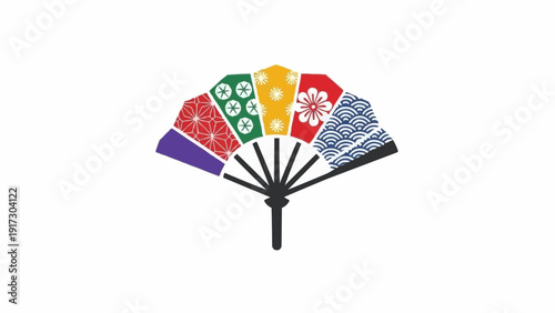 Colorful Handheld Fan with Various Patterns.