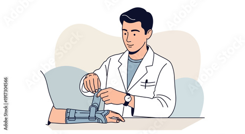 Doctor Applying Wrist Brace to Patient for Support and Recovery