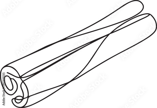 Cinnamon drawn by one line. Food sketch. Continuous line drawing art. one line Art icon drawing vector