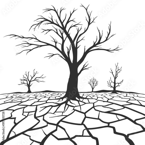 Hyper realistic of extreme drought dry land cracked earth