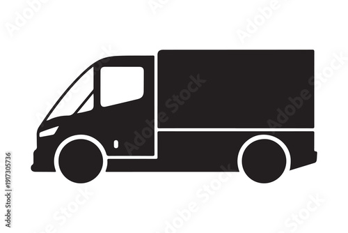 vector delivery van silhouette icon illustration