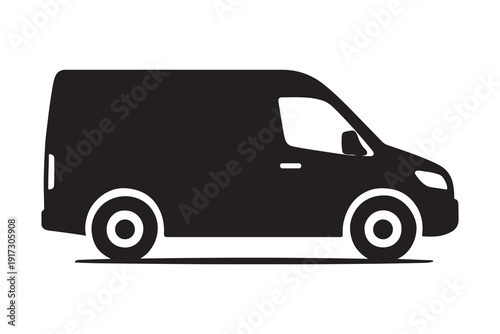 vector delivery van silhouette icon illustration