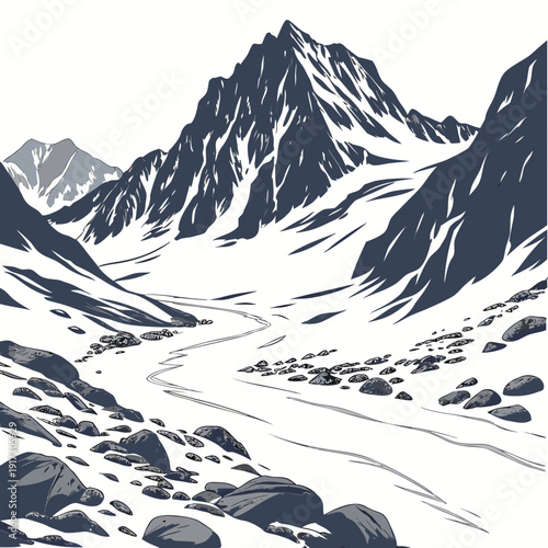 Hyper realistic of polar ice sheets and rocky terrain 1