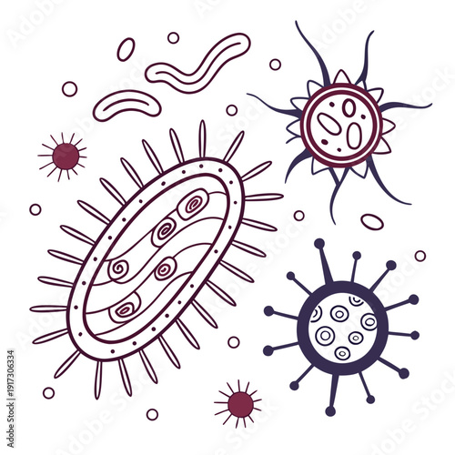Hyper detailed of clustered microorganisms bacteria
