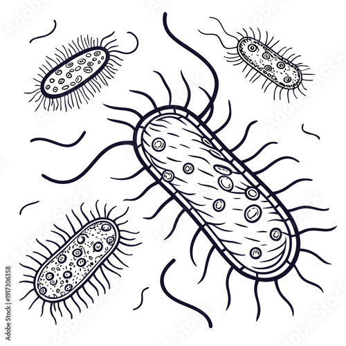 Hyper detailed showing a cluster of bacteria microorganism