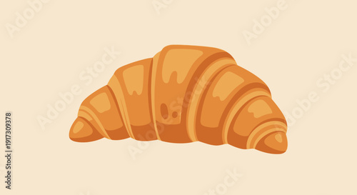 Delicious cartoon croissant illustration on a simple background for food content creation