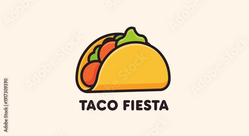 Delicious Taco Fiesta Logo Design with Cartoon Style Vector Illustration perfect for branding or