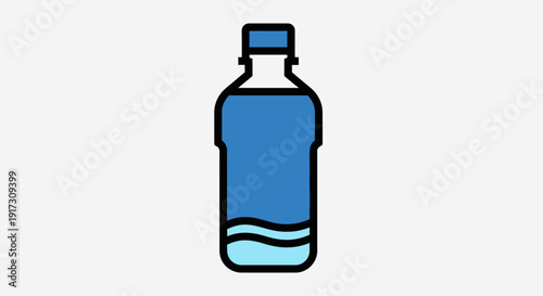 Illustration of an isolated refreshing blue water bottle in a minimalist style design icon perfect