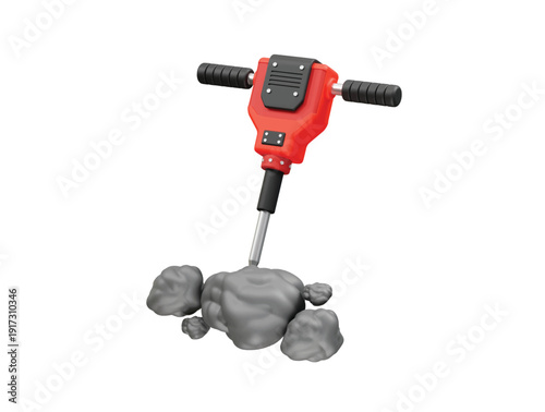 Jackhammer Breaking Rock icon 3d illustration render