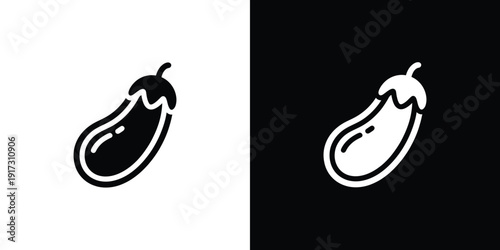 Black and white eggplant on split background vegetable