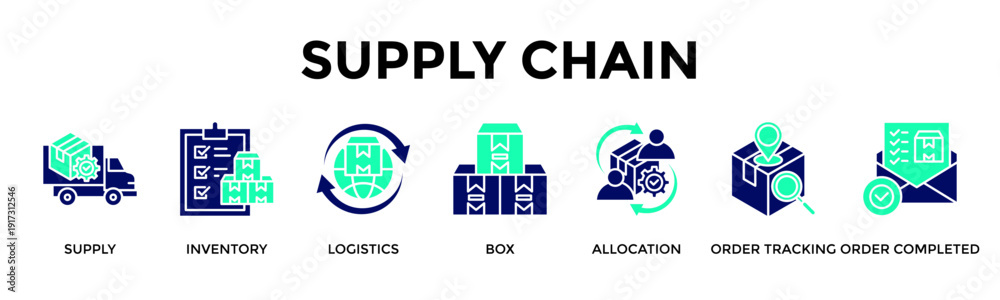 Obraz premium Supply Chain Banner Web Icon Vector Illustration Concept For Streamline Supply Flow From Warehouse To Delivery