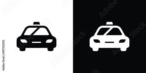 Black and white taxi car silhouettes 2