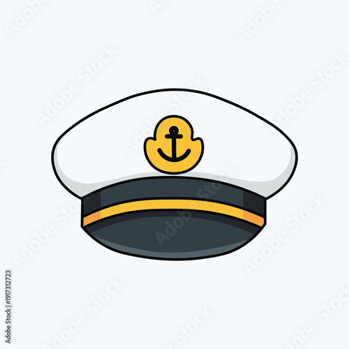 Nautical Captain Hat Cartoon Flat Vector Illustration