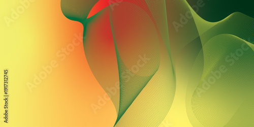 Bisque red and green  abstract shape grainy gradient background with black backdrop and noisy texture for wide banner poster and header design