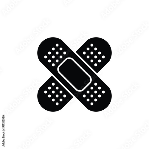 Black band aid crossed white background band-aid bandage