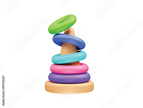 Stacking Rings Baby Toy 3D icon Rendering illustration 
